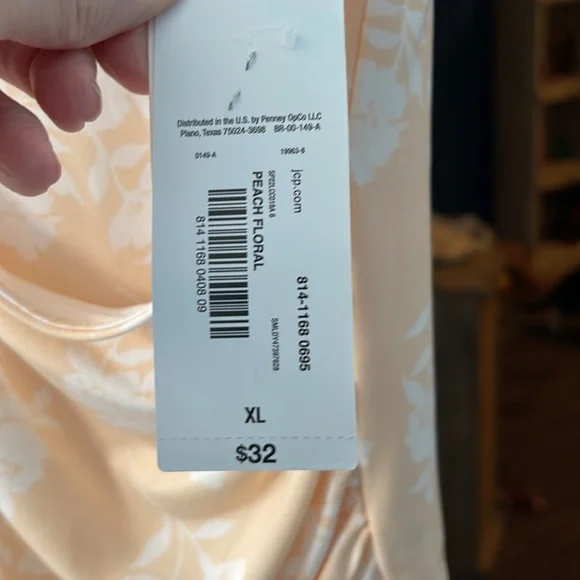 Liz Claiborne Peach Floral Blouse NWT - Picture 3 of 7